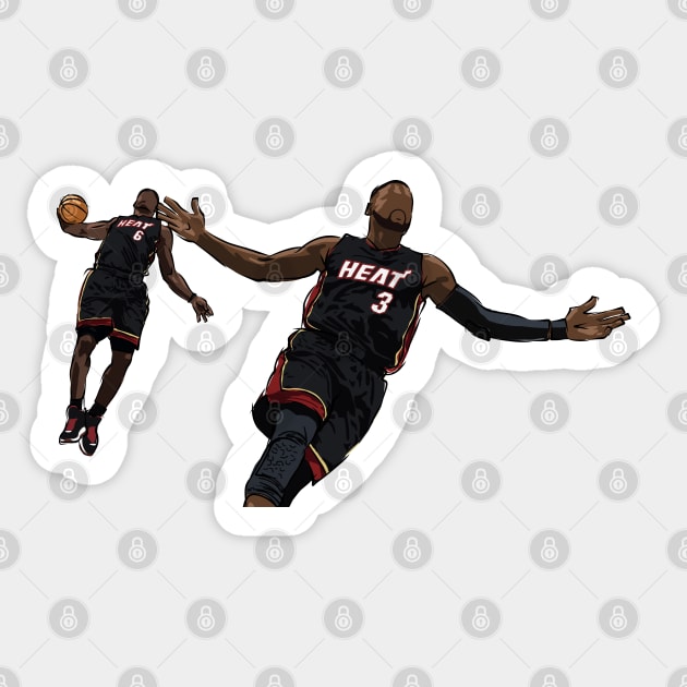 Dwyane Wade and LeBron James Iconic Miami Sketch Sticker by rattraptees